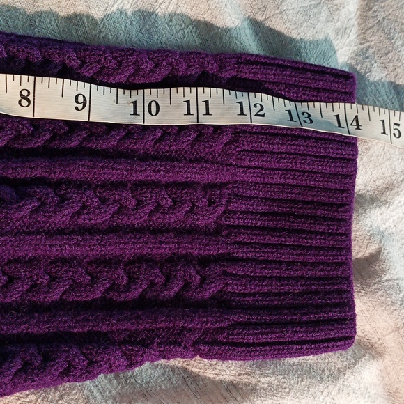 Vintage St. John Purple Cable Knit Cropped Cardigan Size Large - Picture 4 of 9